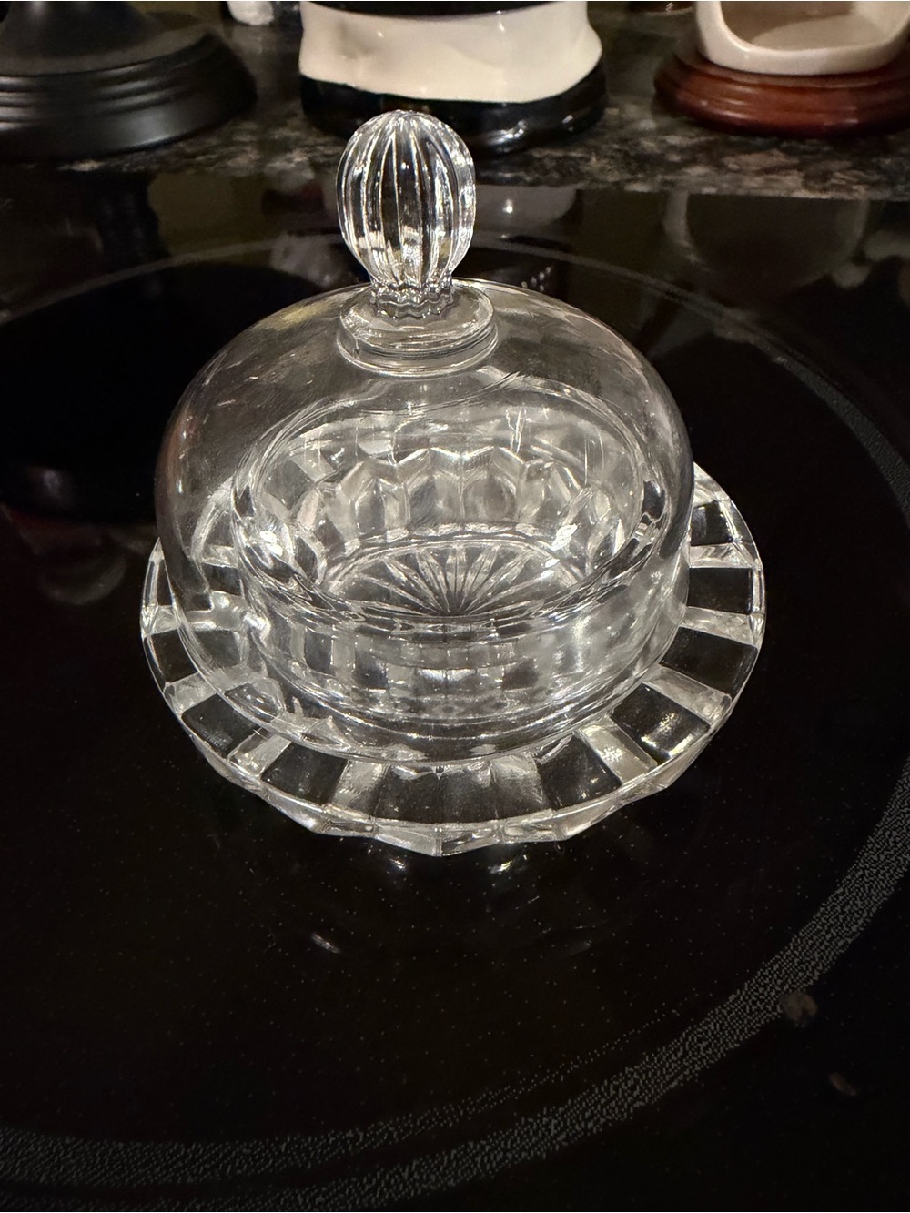 Vintage Mikasa Saline clear crystal covered butter or condiment dish